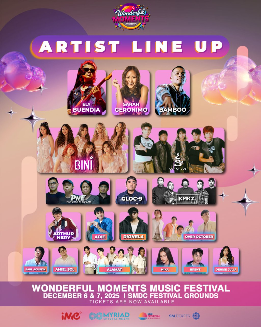 BINI, Ely Buendia, Bamboo, and More Headline the “WONDERFUL MOMENTS MUSIC FESTIVAL,” One of the Biggest Music Events of the Year at SMDC Festival&nbsp;Grounds!
